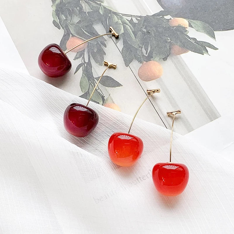 earrings ladies luxury earrings 2022 fashion colorful earrings korean fashion transparent cherry earrings ladies summer cherry girl cute earrings birthday party simple earrings accessories