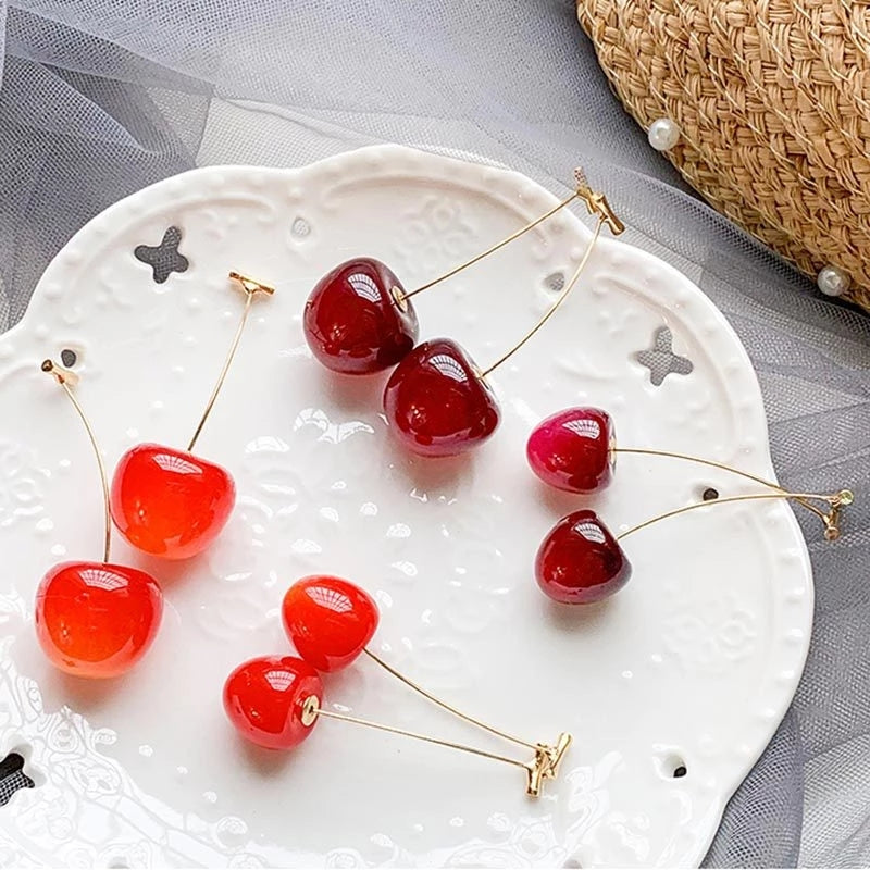 earrings ladies luxury earrings 2022 fashion colorful earrings korean fashion transparent cherry earrings ladies summer cherry girl cute earrings birthday party simple earrings accessories