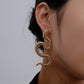 Explosive personality punk wind metal snake earrings alternative tide with carved snake earrings street fashion earrings