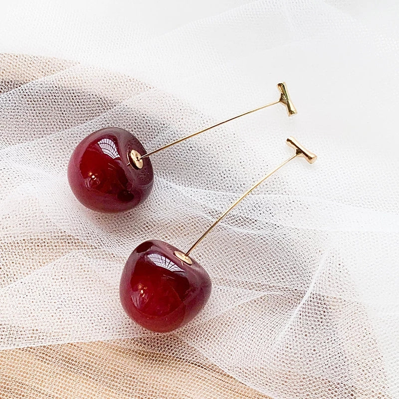 earrings ladies luxury earrings 2022 fashion colorful earrings korean fashion transparent cherry earrings ladies summer cherry girl cute earrings birthday party simple earrings accessories