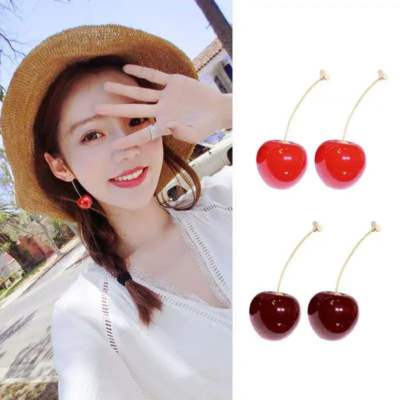 earrings ladies luxury earrings 2022 fashion colorful earrings korean fashion transparent cherry earrings ladies summer cherry girl cute earrings birthday party simple earrings accessories