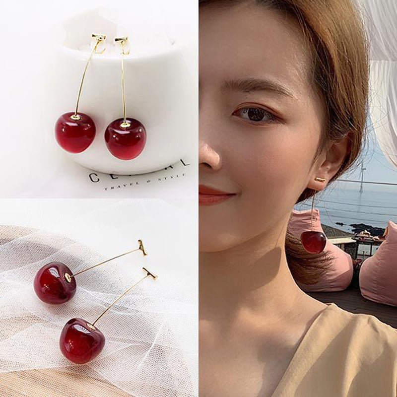 earrings ladies luxury earrings 2022 fashion colorful earrings korean fashion transparent cherry earrings ladies summer cherry girl cute earrings birthday party simple earrings accessories