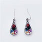 Drop-shaped rose dried flower earrings small jewelry resin flower earrings