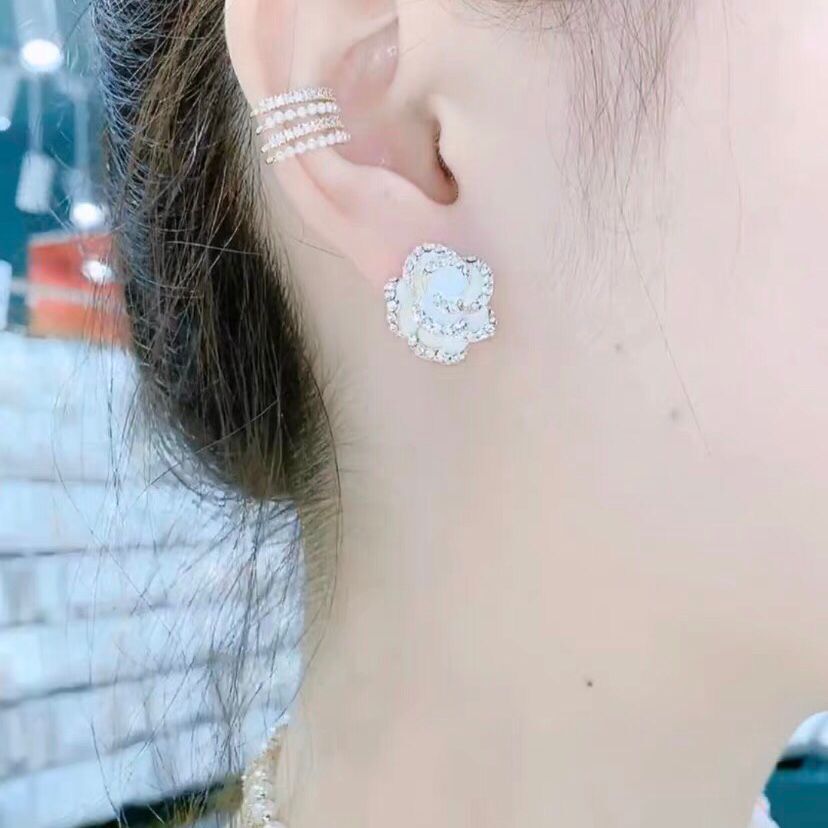 2022 New Fashion Rose Stud Earrings 925 Silver Needle TikTok Hot Earrings for Women Temperament Wild Simple Eardrops