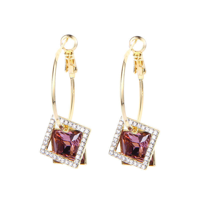 New Square Ear Clip 2022four Seasons Female Special-Interest Design Light Luxury and Simplicity Ins Wind Net Red Temperament Female Earrings