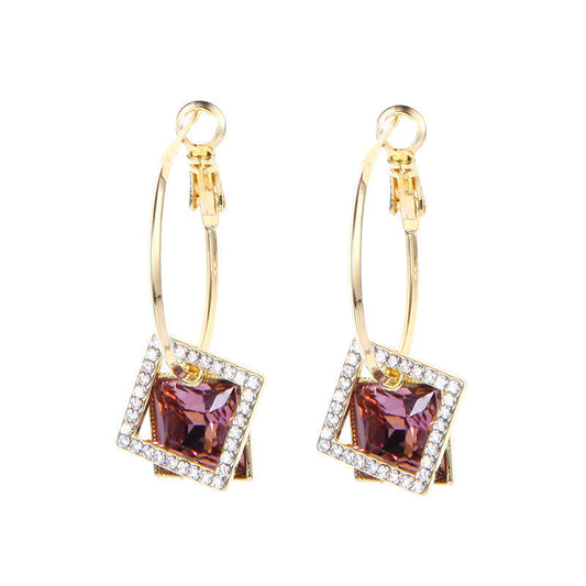 New Square Ear Clip 2022four Seasons Female Special-Interest Design Light Luxury and Simplicity Ins Wind Net Red Temperament Female Earrings