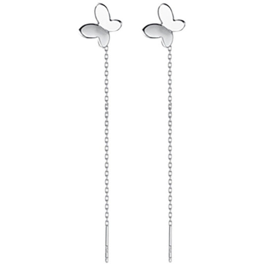 925 sterling silver jewelry small fresh butterfly ear wire earrings earrings female models super fairy niche temperament long INS wind Mori system