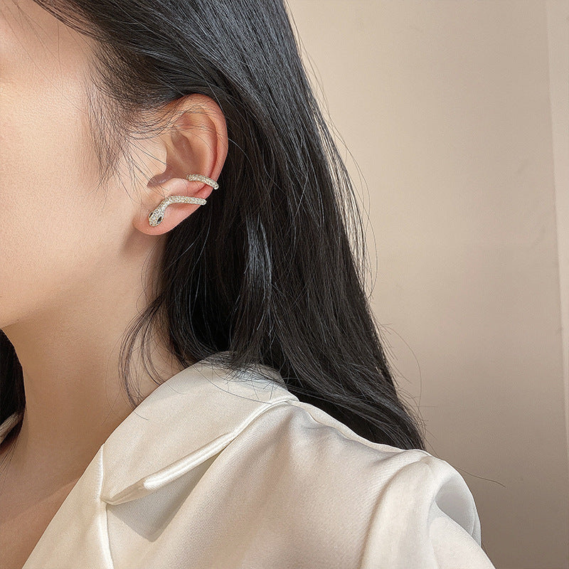 Advanced micro-set snake earrings female design sense earrings new wave personality senior earrings