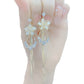 New cat's eye stone earrings fashion temperament long tassels show thin face earrings