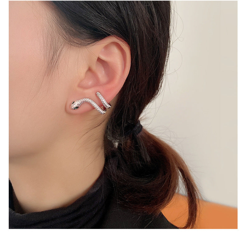 Advanced micro-set snake earrings female design sense earrings new wave personality senior earrings