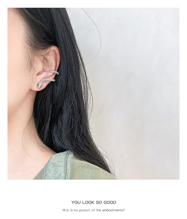 Advanced micro-set snake earrings female design sense earrings new wave personality senior earrings