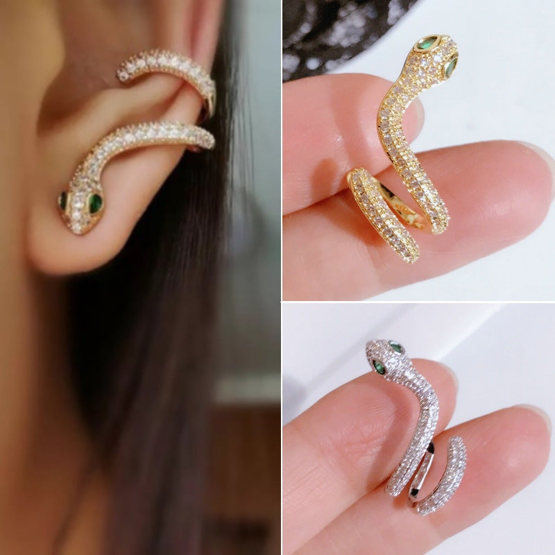 Advanced micro-set snake earrings female design sense earrings new wave personality senior earrings