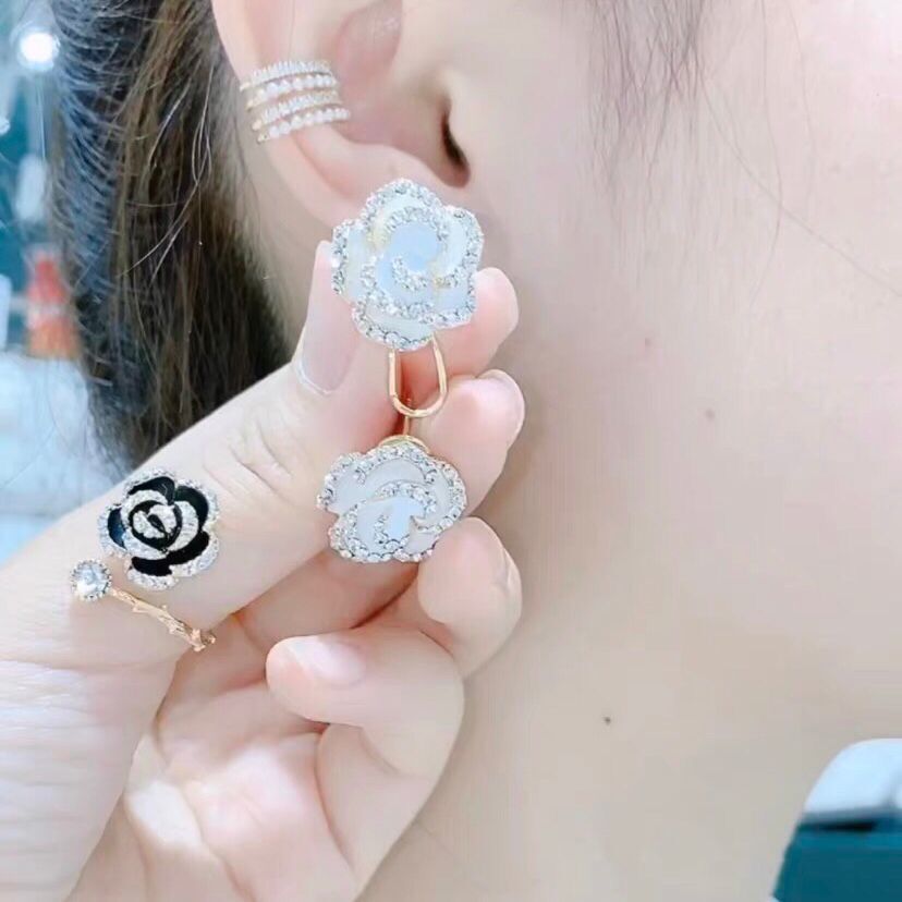 2022 New Fashion Rose Stud Earrings 925 Silver Needle TikTok Hot Earrings for Women Temperament Wild Simple Eardrops