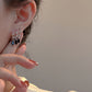 Qiaojin-Cold Style Diamond-Embedded Design Black Zirconium Earrings Fashionable Temperament Three-Layer Earrings Personalized Hip Hop Ins Earrings